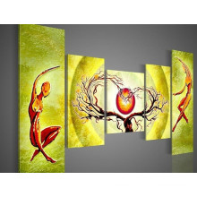 Hand painted Wall Art Pale Green Sun Tree Oil Painting